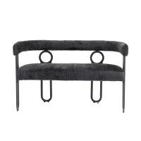 Divanetto con schienale arrotondato in Chenille, design moderno, Nero(m-2)