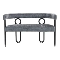 Divanetto con schienale arrotondato in Chenille, design moderno, Grigio(m-2)
