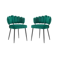 Ensemble de 2 chaises en velours avec dossier rond, pour salle à manger, salon ou chambre, Émeraude(m-2)