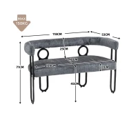 Divanetto con schienale arrotondato in Chenille, design moderno, Grigio(m-3)