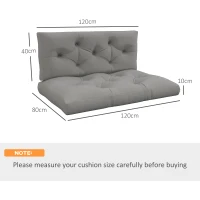 Outsunny 2 Seater Pallet Seat Cushions Back Pillows Replacement, Patio Chair Cushions Set for Indoor Outdoor, Light Grey(m-3)