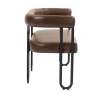 Divanetto con schienale arrotondato in pelle PU, design moderno, Marrone scuro(m-8)