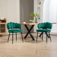 Ensemble de 2 chaises en velours avec dossier rond, pour salle à manger, salon ou chambre, Émeraude(m-5)