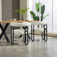 Set aus 2 Chenille Esszimmerstuhl mit runder Rückenlehne, Beige(m-5)