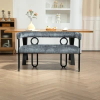 Doppelsofa mit abgerundeter Rückenlehne,Chenille-Stoff, modernes Design, Grau(m-1)