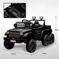 AIYAPLAY 12V Elektryczne Auto Dla Dzieci z przyczepką, LED, muzyką i klaksonem, dla dzieci 3-8 lat, Czarny(m-3)