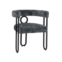 Set aus 2 Chenille Esszimmerstuhl mit runder Rückenlehne, Grau(m-10)