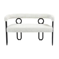 Sofá doble con respaldo redondeado, tela de chenilla, diseño moderno, Beige(m-1)