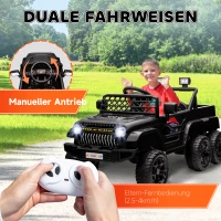 AIYAPLAY 12V Elektryczne Auto Dla Dzieci z przyczepką, LED, muzyką i klaksonem, dla dzieci 3-8 lat, Czarny(m-6)