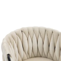 Sedia da Ufficio Morbida in Velluto per Trucco, Poltrona da Soggiorno Girevole ed Ergonomica,Regolabile in Altezza,Beige(m-9)