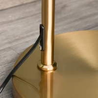 HOMCOM Floor Lamp, Modern Standing Light with Linen Lampshade, Round Base for Living Room, Bedroom, Dining Room, 153cm, Gold and White(m-10)