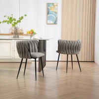 Set aus 2 Modernes luxuriöses Samt-Esszimmerstuhl, für Esszimmer, Wohnzimmer und Schlafzimmer, Grau(m-5)