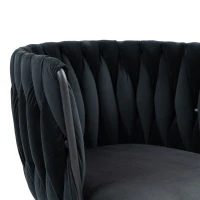 Sedia da Ufficio Morbida in Velluto per Trucco, Poltrona da Soggiorno Girevole ed Ergonomica,Regolabile in Altezza,Nero(m-7)