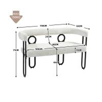 Sofá doble con respaldo redondeado, tela de chenilla, diseño moderno, Beige(m-3)