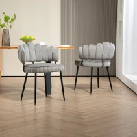 Set aus 2 Samt Esszimmerstuhl mit runder Rückenlehne, gehören für Esszimmer, Wohnzimmer en Büro,  Grau(m-4)