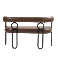 Divanetto con schienale arrotondato in pelle PU, design moderno, Marrone scuro(m-9)