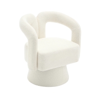 Designer-Drehstuhl für Büro, gepolstert mit Bouclé-Stoff, Tonnenform für Wohnzimmer und Büro, Beige