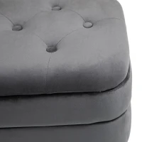 Banc de rangement en velours rembourré, grand espace de rangement, Gris foncé(m-7)