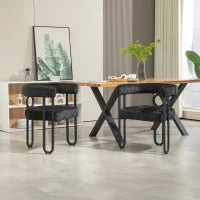 Juego de 2 sillas de comedor de chenilla con respaldo redondo, diseño moderno, Negro(m-5)