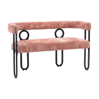 Divanetto con schienale arrotondato in Chenille, design moderno, Rosa(m-10)