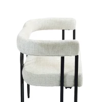 Sofá doble con respaldo redondeado, tela de chenilla, diseño moderno, Beige(m-9)