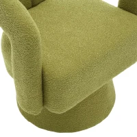 Drehbarer Bürostuhl, gepolstert mit Bouclé-Stoff, tonnenförmiges Design, Olivgrün(m-7)