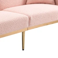 Canapé 3 places en tissu teddy doux, convertible à 3 réglages,la chambre ou les petits espaces, Rose(m-5)