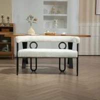 Sofá doble con respaldo redondeado, tela de chenilla, diseño moderno, Beige(m-2)