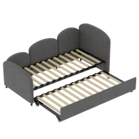 Divano Letto con cassetti, per camera da letto e soggiorno, 90x200 cm,senza materasso, Grigio Scuro(m-2)