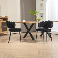 Set aus 2  Samt Esszimmerstuhl mit runder Rückenlehne, gehören für Esszimmer, Wohnzimmer en Büro, Schwarz(m-4)