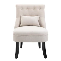 HOMCOM Zachte Gestoffeerde Fauteuil met Rugkussen, voor Lezen en Ontspannen, Stofbekleding in Linnenlook, 52,5 x 69 x 77 cm, Crème Wit(m-1)