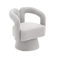 Drehbarer Bürostuhl mit Bouclé-Stoffbezug, stiefelförmiges Design für Wohnzimmer und Büro, Hellgrau(m-10)