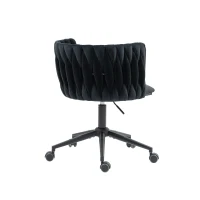 Sedia da Ufficio Morbida in Velluto per Trucco, Poltrona da Soggiorno Girevole ed Ergonomica,Regolabile in Altezza,Nero(m-11)