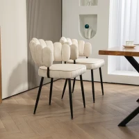 Set aus 2 Samt Esszimmerstuhl mit runder Rückenlehne, gehören für Esszimmer, Wohnzimmer en Büro,  Elfenbein(m-5)