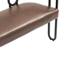 Divanetto con schienale arrotondato in pelle PU, design moderno, Marrone scuro(m-6)