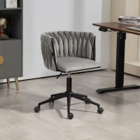 Samtweicher Bürostuhl, 360° drehbar,  Höhenverstellbar, Grau(m-1)