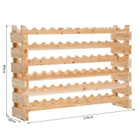 HOMCOM Raft pentru Sticle din Lemn de Brad cu 6 Rafturi pentru 72 de Sticle, 114x28x85 cm, Lemn Natural(m-3)