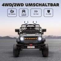 AIYAPLAY 12V Elektryczne Auto Dla Dzieci z przyczepką, LED, muzyką i klaksonem, dla dzieci 3-8 lat, Czarny(m-4)