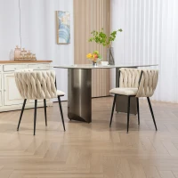 Ensemble de chaises de salle à manger modernes en velours luxueux,pour salle à manger, salon et chambre à coucher (lot de 2), Beige(m-4)