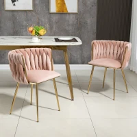 (lot de 2)Ensemble de chaises de salle à manger modernes en velours luxueux,pour salon et chambre à coucher, Rose(m-4)