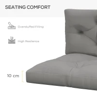 Outsunny 2 Seater Pallet Seat Cushions Back Pillows Replacement, Patio Chair Cushions Set for Indoor Outdoor, Light Grey(m-5)