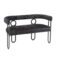 Doppelsofa mit abgerundeter Rückenlehne, Chenille-Stoff, modernes Design, Schwarz(m-8)