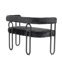 Doppelsofa mit abgerundeter Rückenlehne, Chenille-Stoff, modernes Design, Schwarz(m-9)
