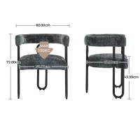 Set aus 2 Chenille Esszimmerstuhl mit runder Rückenlehne, Grau(m-3)