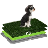 PawHut Artificial Grass Dog Toilet with Tray for Potty Training Indoor Outdoor, 2 Packs, 67 x 41cm(m-1)