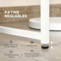 HOMCOM Bureau Informatique multimédia - dim. 115L x 55l x 75H cm - 3 étagères latérales - Panneaux Particules chêne Clair Blanc métal(m-6)