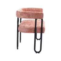 Divanetto con schienale arrotondato in Chenille, design moderno, Rosa(m-11)