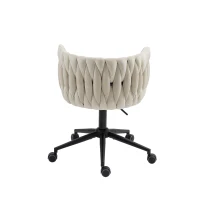 Fauteuil de relaxation en velours, pivotante à 360°, réglage de la hauteur par une seule touche, Beige(m-12)