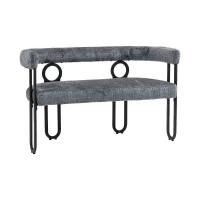 Divanetto con schienale arrotondato in Chenille, design moderno, Grigio(m-8)