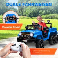 AIYAPLAY 12V Elektrische Kinderauto met Aanhanger, LED-Licht, Muziek en Hoorn, voor Kinderen van 3-8 Jaar, Lichtblauw(m-6)